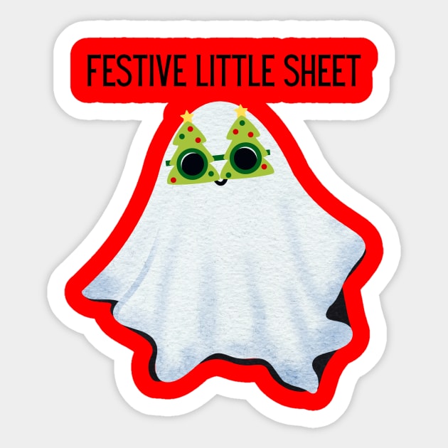 Festive Little Sheet Holiday Winter Ghost Sticker by TheMavenMedium